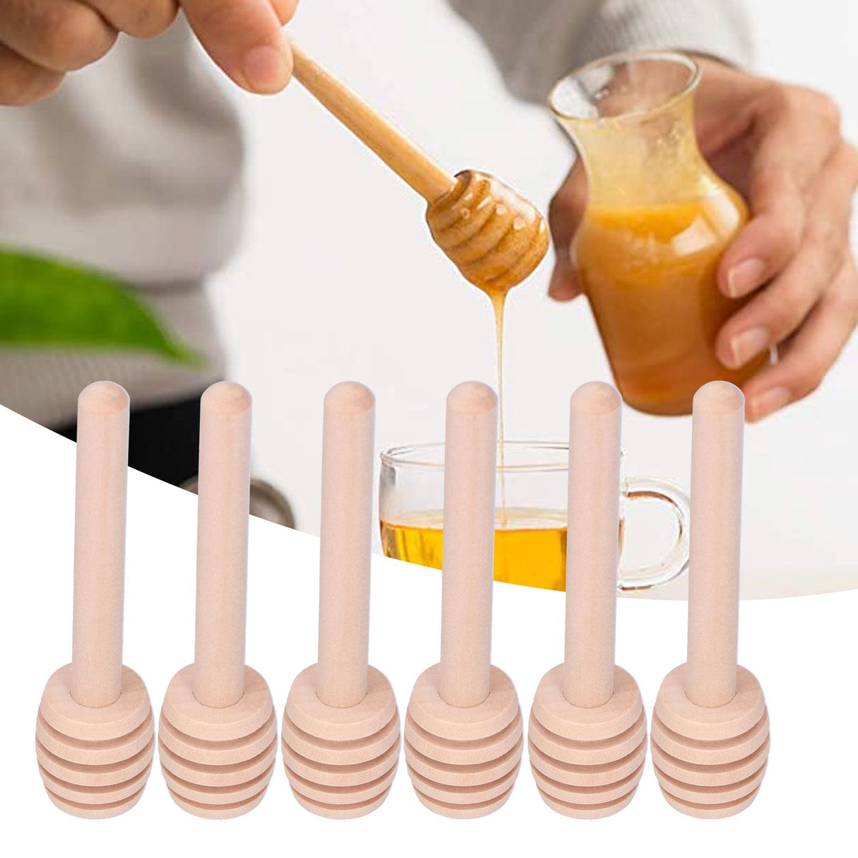 50PCS 8CM Wood Honey Dipper Sticks Honey Stirrer Dispensing Wand for Wedding Party Favors