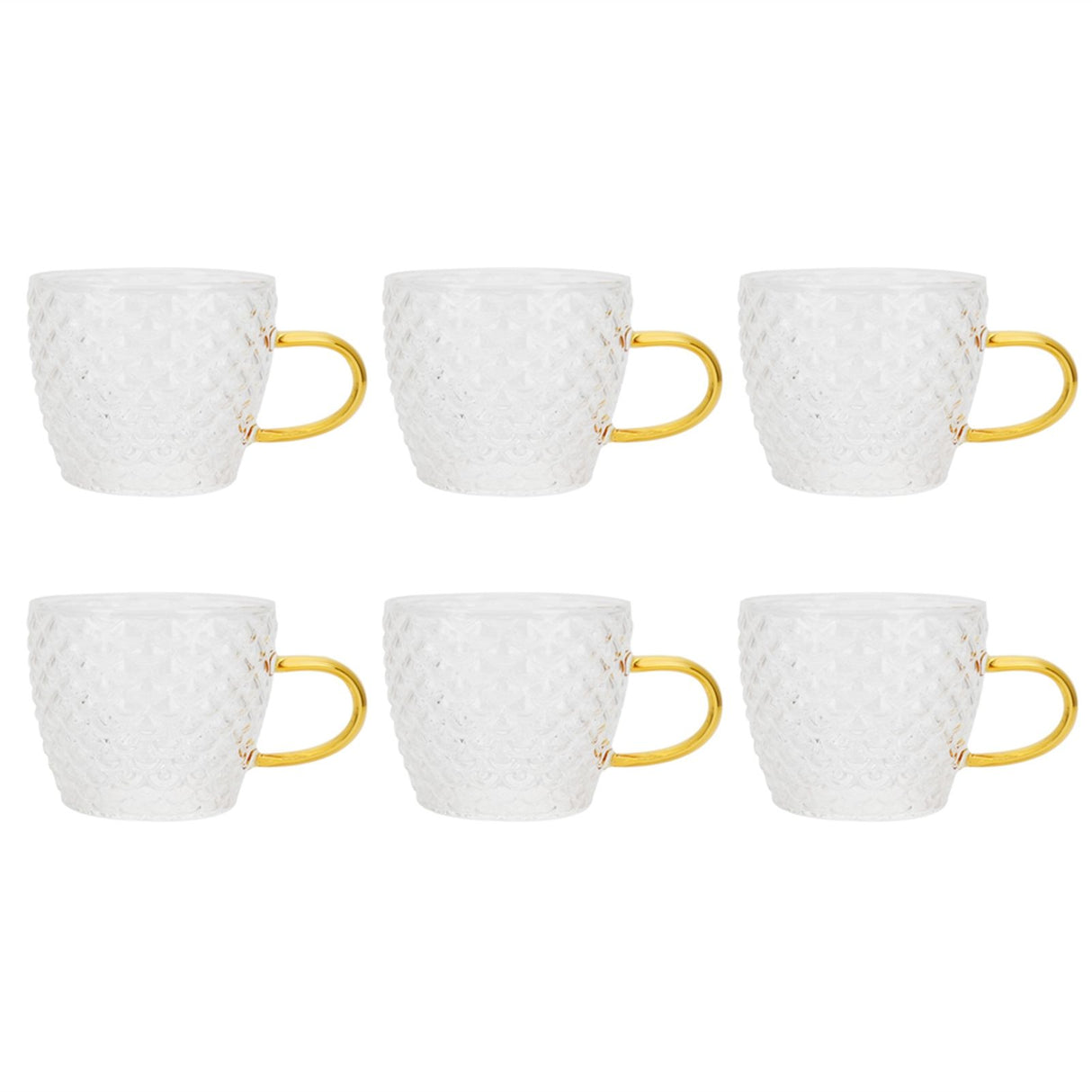 6Pcs Heat Resistant Glass Cup Tea Cup with Handle Tea Set Accessories for Home Tea House