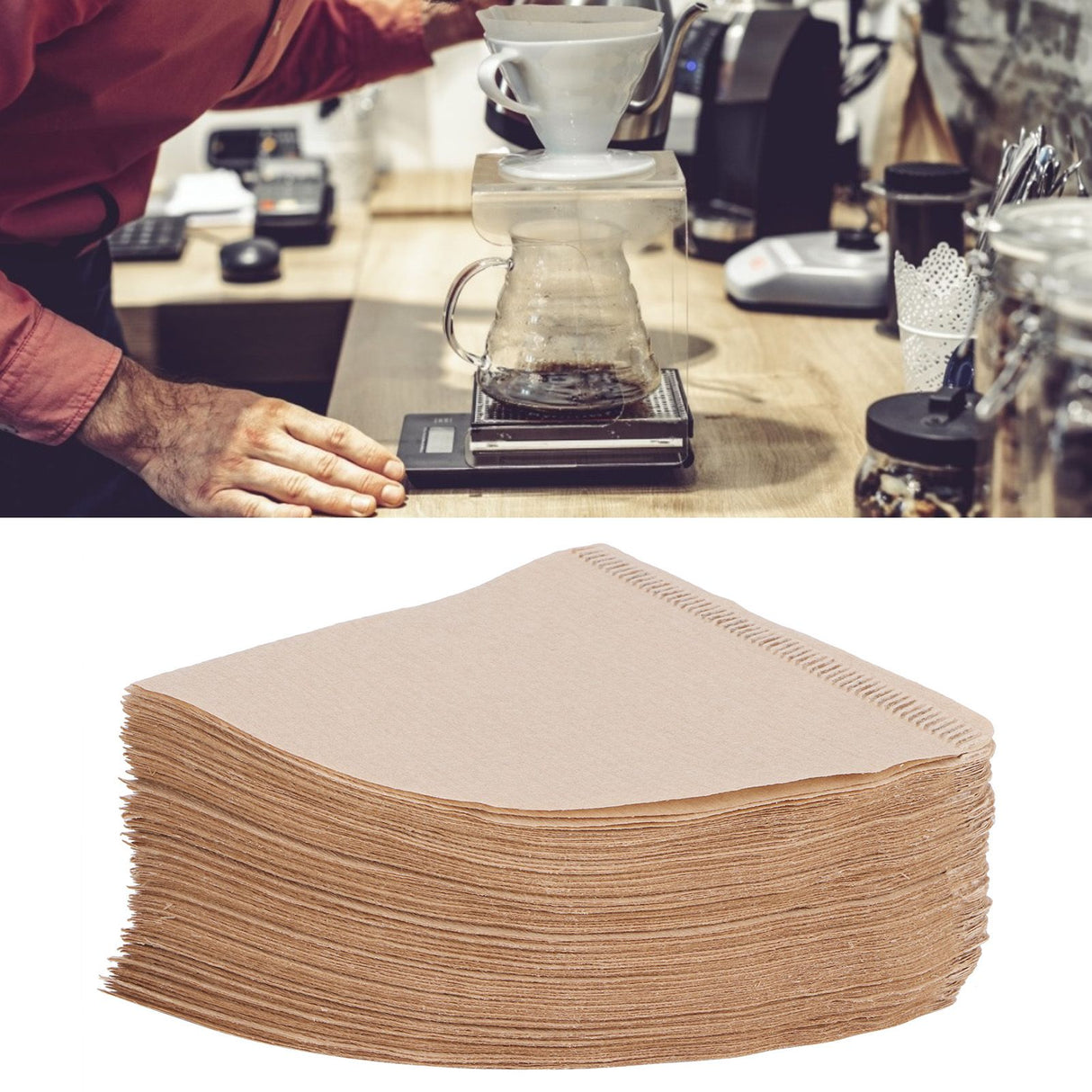100Pcs Coffee Filter Paper Cone Shaped Disposable Coffer Filters Accessory 14x10cm