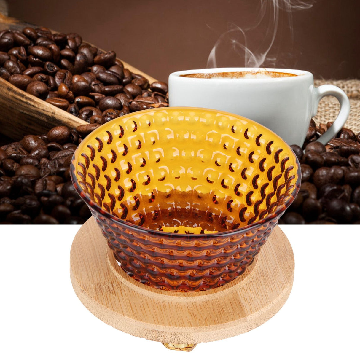 Coffee Pot Filter reusable glass Coffee Dripper Funnel Kettle Brewer AccessoriesBrown