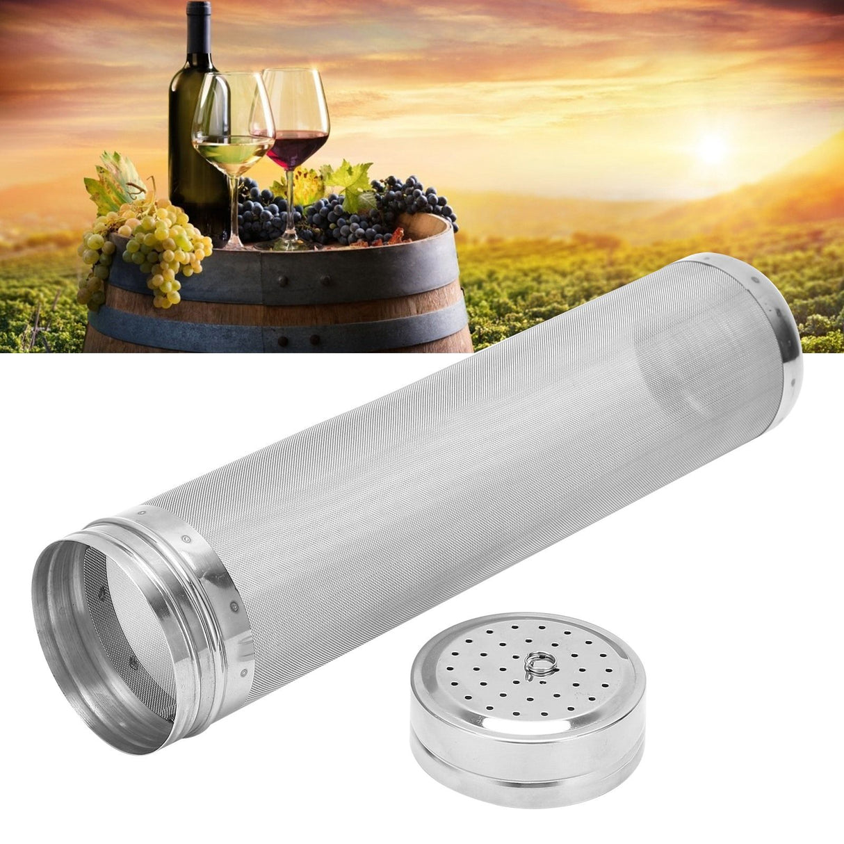 50 Mesh Stainless Steel Homebrew Beer Filter Brewing Filter Barrel Useful Tool for Kegs