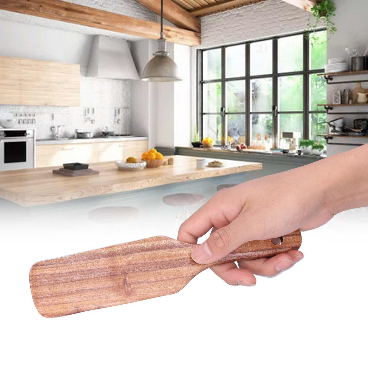 Wooden Frying Spatula Beefsteak Shovel Spurtle Tableware Kitchen Cooking Utensil23.5x5cm