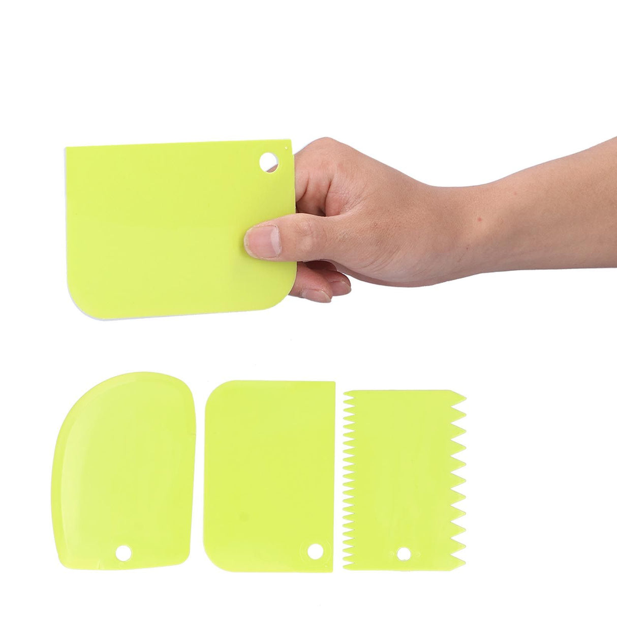 3PCS/Set Cake Cream Scraper Dough Pasty Cutters Scraper Kitchen Tool DIY Baking ToolGreen