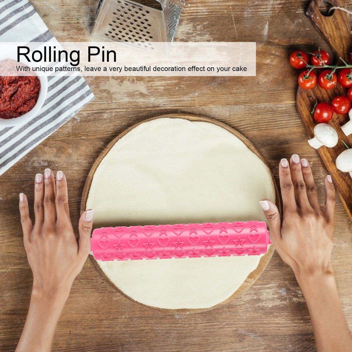 Fondant Cake Embossing Rolling Pin Baking Dough Roller Cookies Biscuits Decorating Tool(FivePointed Star )