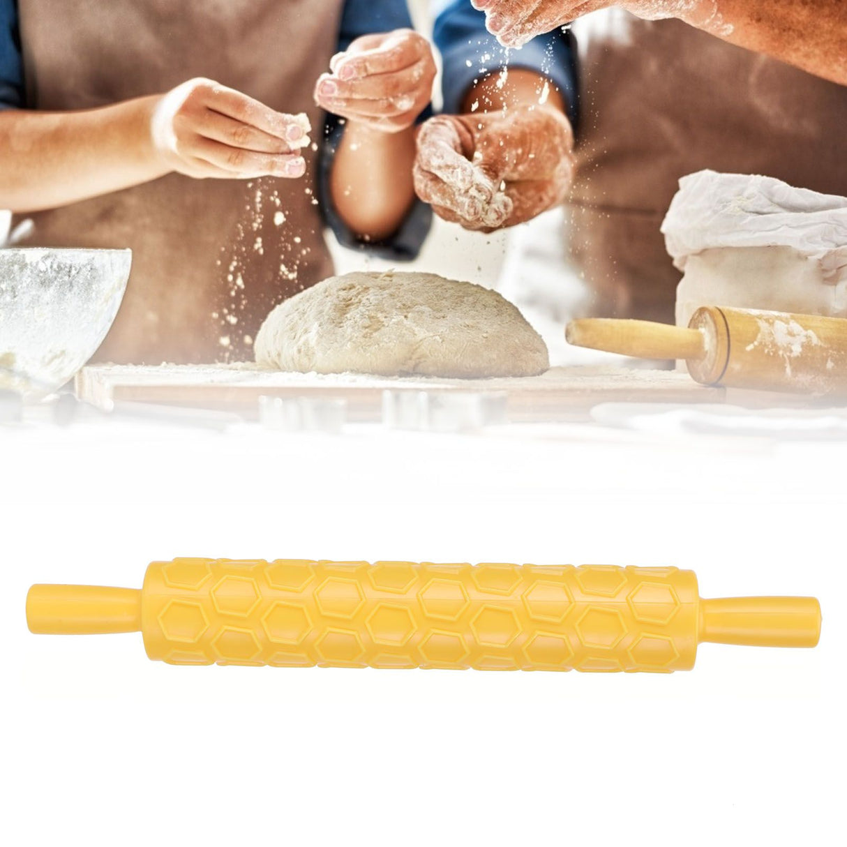 Fondant Rolling Pin Plastic Embossed Roller for Cookies Biscuits Pastry Cake DecorationComb