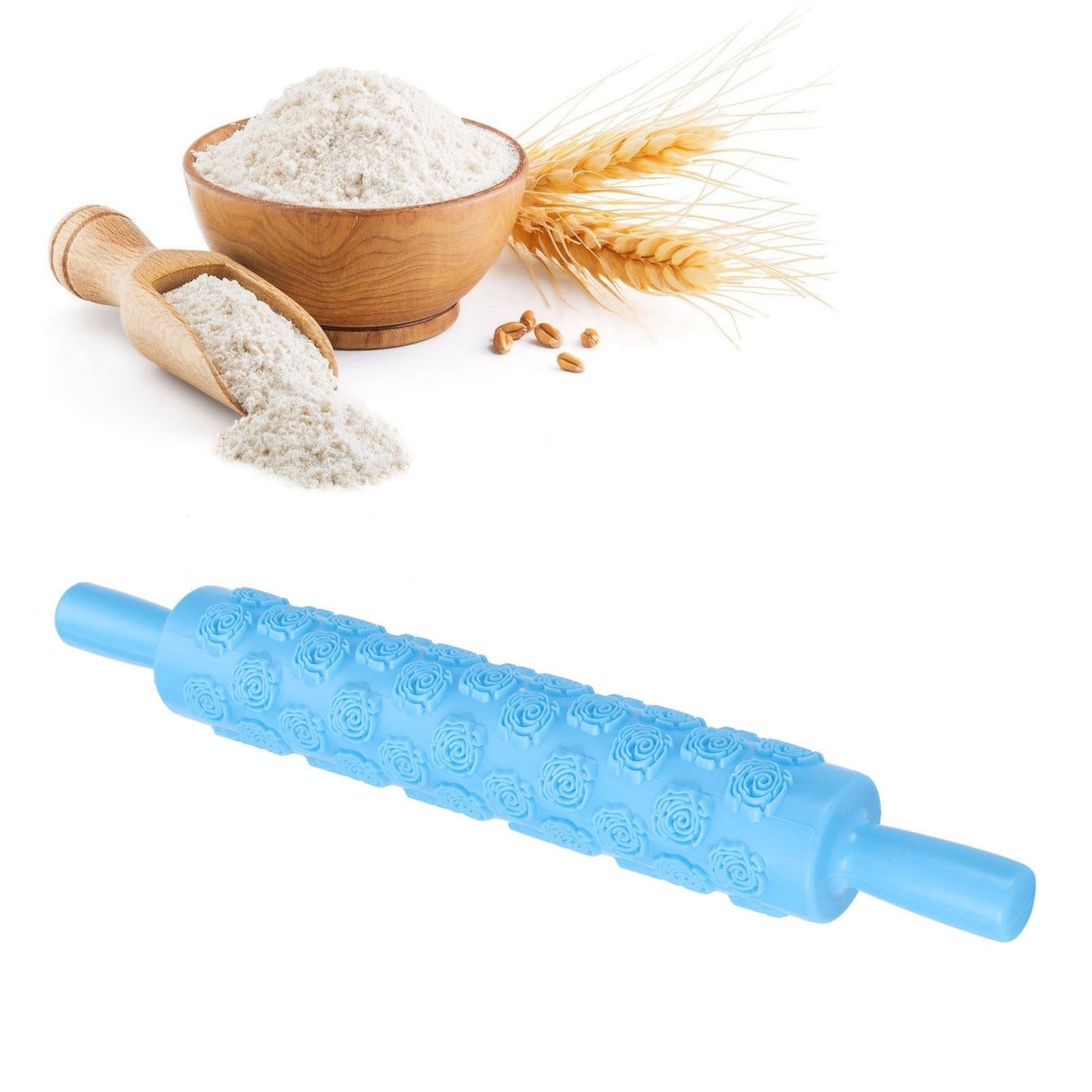 Fondant Rolling Pin Tool Plastic Embossing Roller Baking Pastry Cake Decorating SuppliesRose Pattern