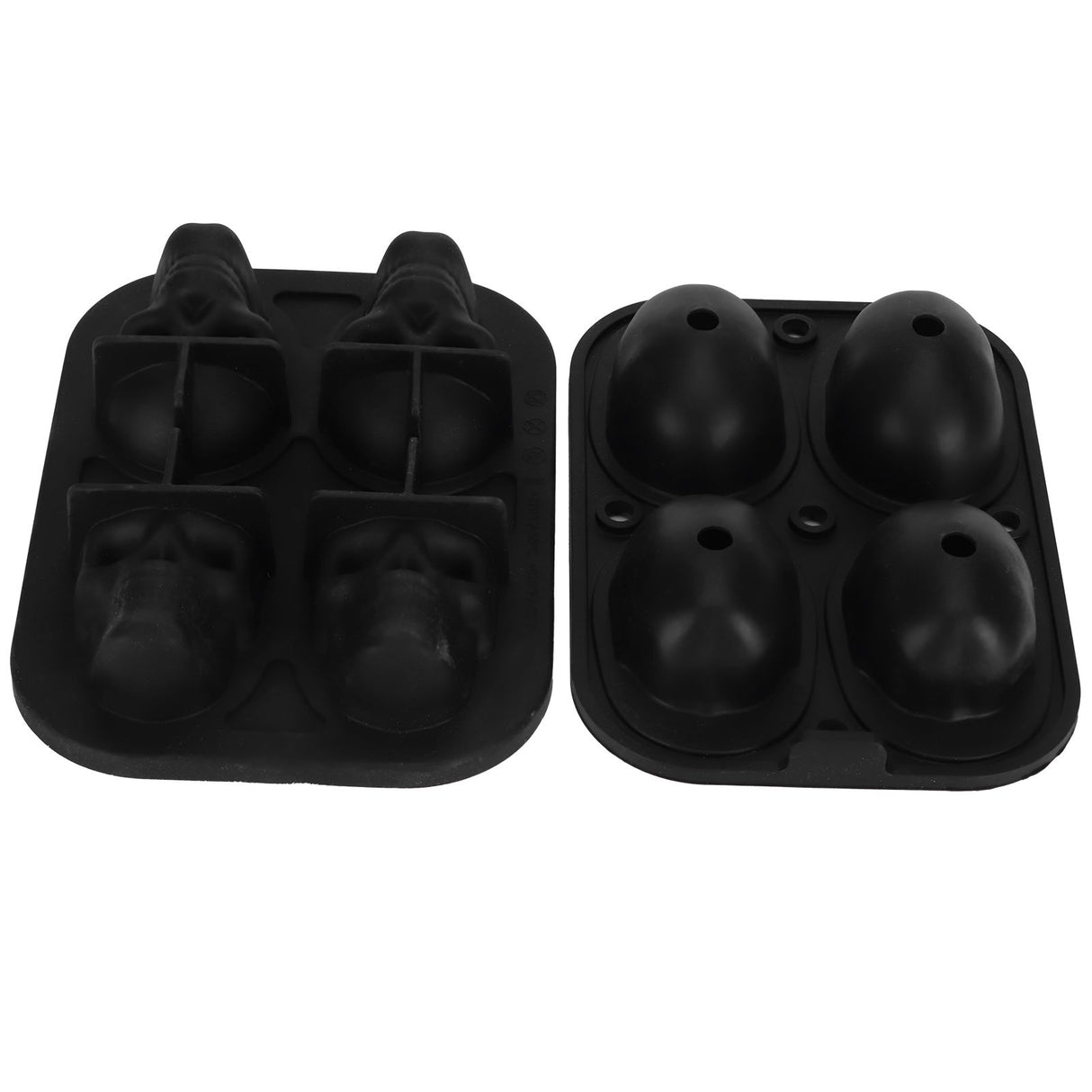 4‑Gird Skull Shape Ice Tray Halloween Ice Cream Silicone Mold with 2 Funnels for Kitchen