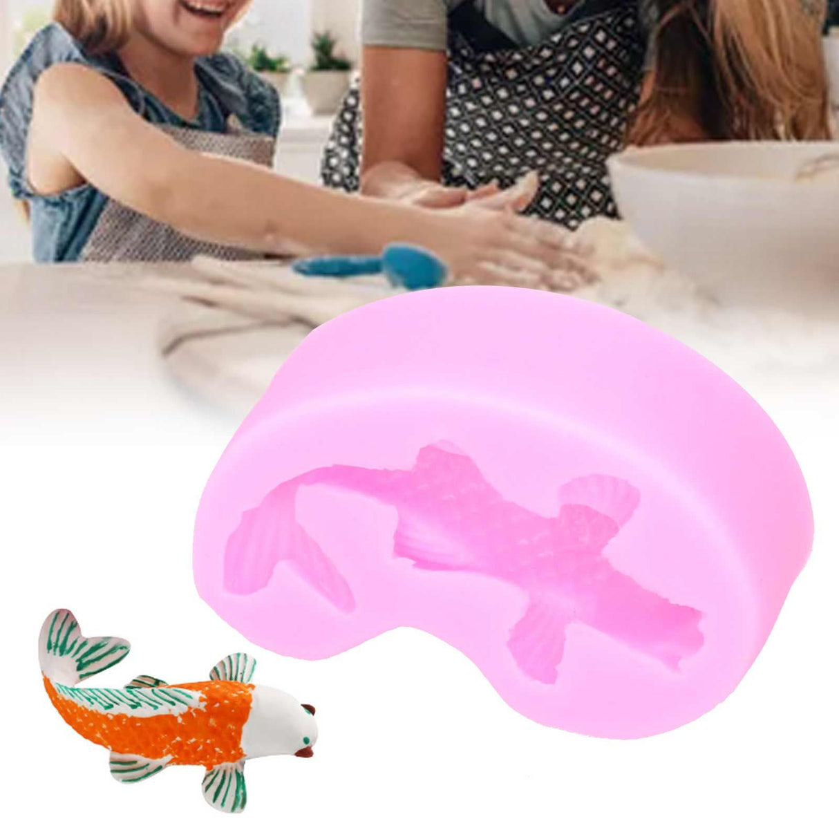 Goldfish Shape Mold DIY Liquid Silicone Fondant Mold Cake Chocolate Decoration MoldPink