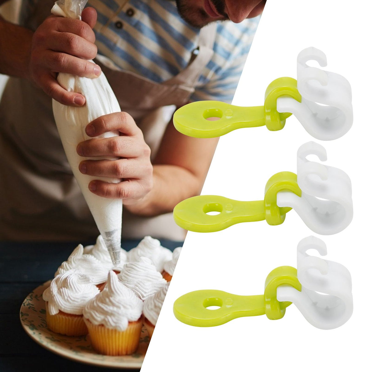 3Pcs Pastry Bag Clips Reusable Icing Bag Tie Buckles Fondant Cake Decorating Tool