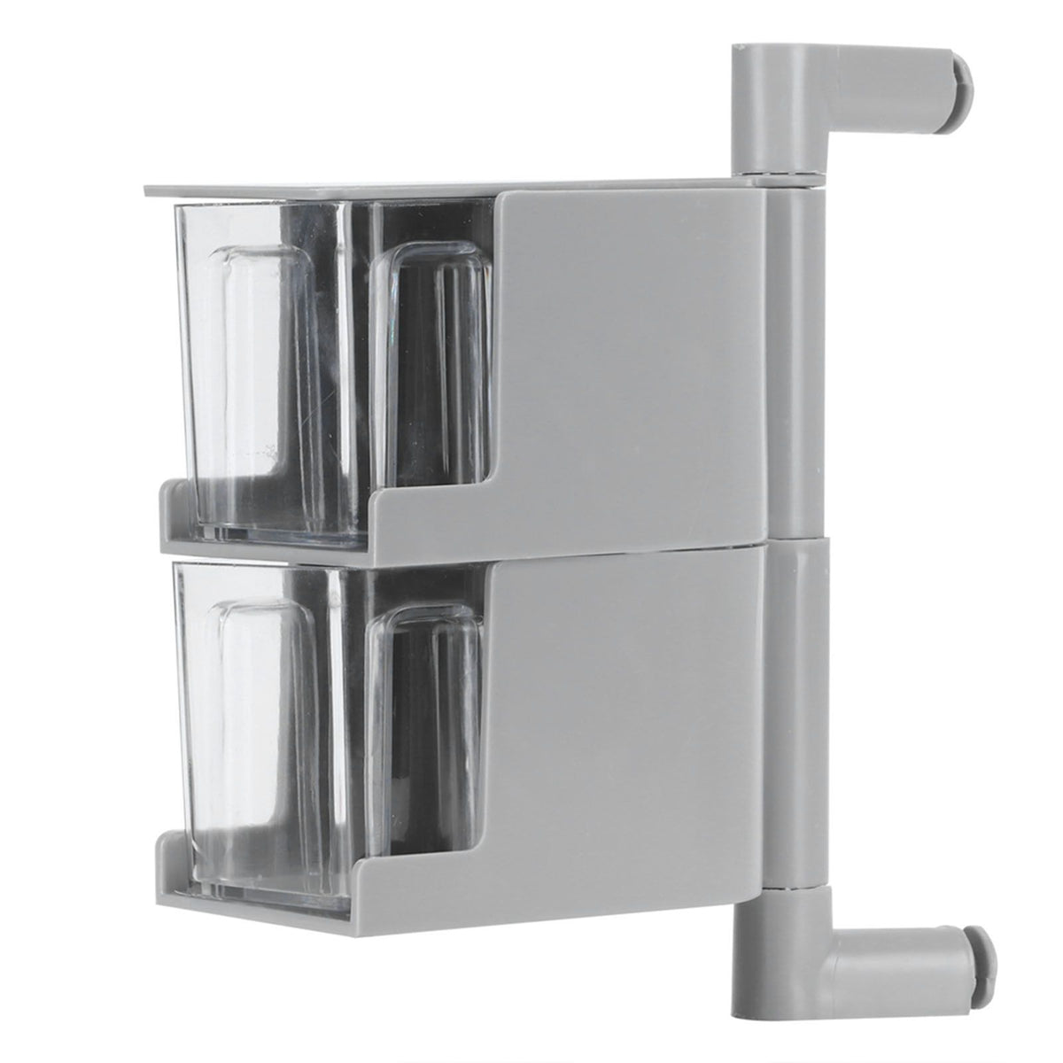 NoPunching WallMounted Seasoning Box Rotatable 2Layer Drawer Type Box for Kitchen(Gray )