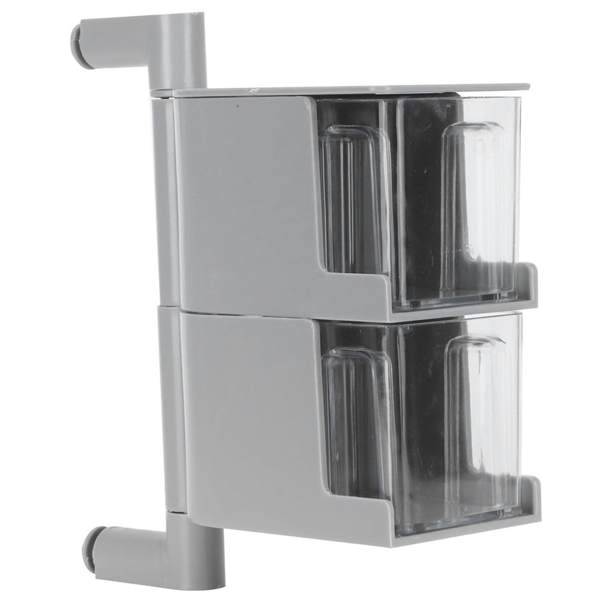 NoPunching WallMounted Seasoning Box Rotatable 2Layer Drawer Type Box for Kitchen(Gray )