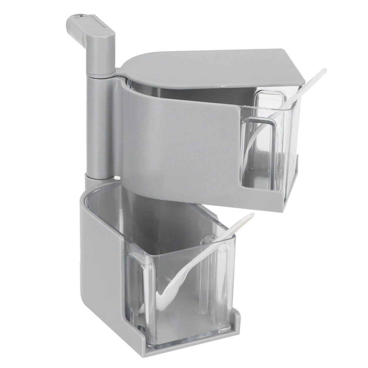 NoPunching WallMounted Seasoning Box Rotatable 2Layer Drawer Type Box for Kitchen(Gray )