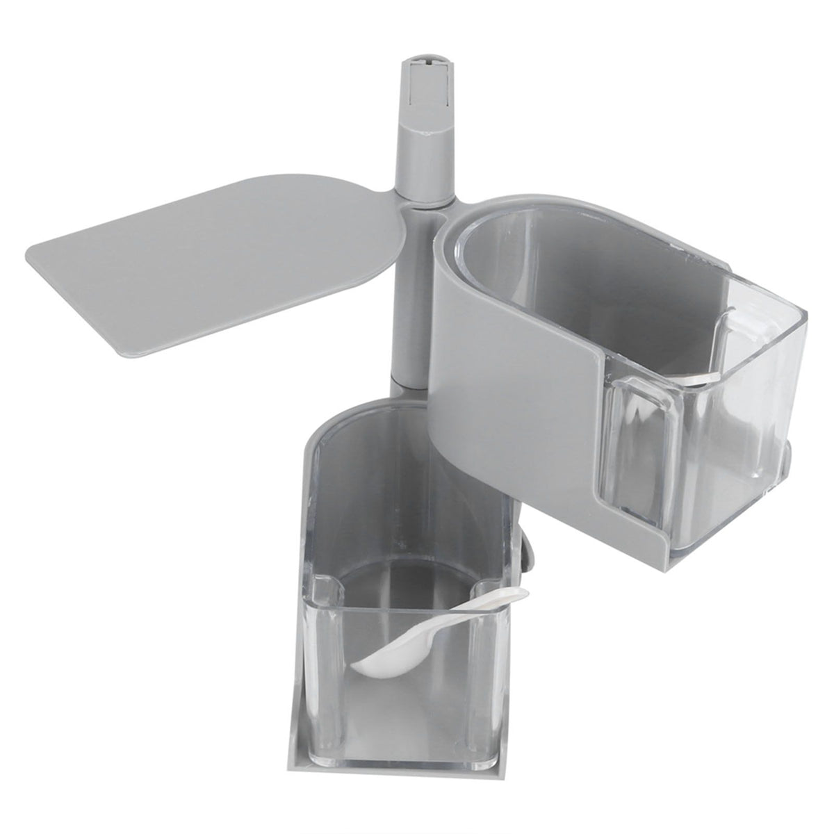 NoPunching WallMounted Seasoning Box Rotatable 2Layer Drawer Type Box for Kitchen(Gray )