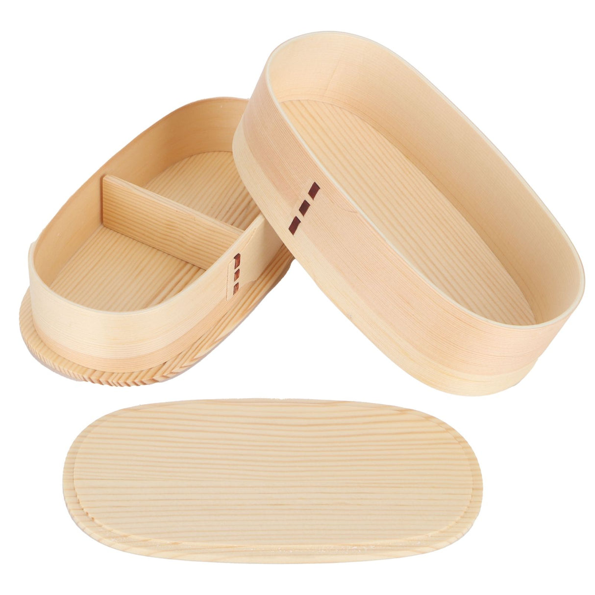 Lunch Box Set Japanese Style Wooden Food Storage Container for Students Workers 19x10x9.5cmWood Color