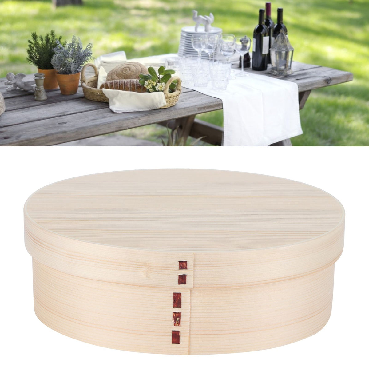 17.5x13.5cm Lunch Box Wooden Bento Box Portable Food Container for Students WorkerWood Color