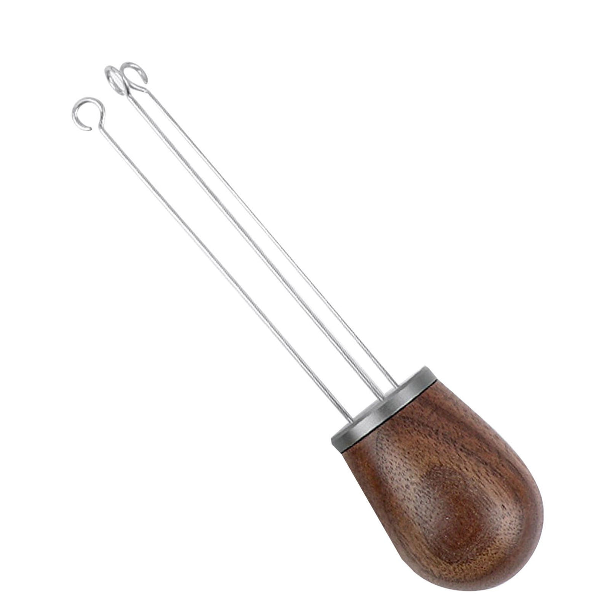 Needle Type Coffee Powder Distributor Wood Handle Coffee Stirrer Distribution Tool(Couvercle argenté noyer )