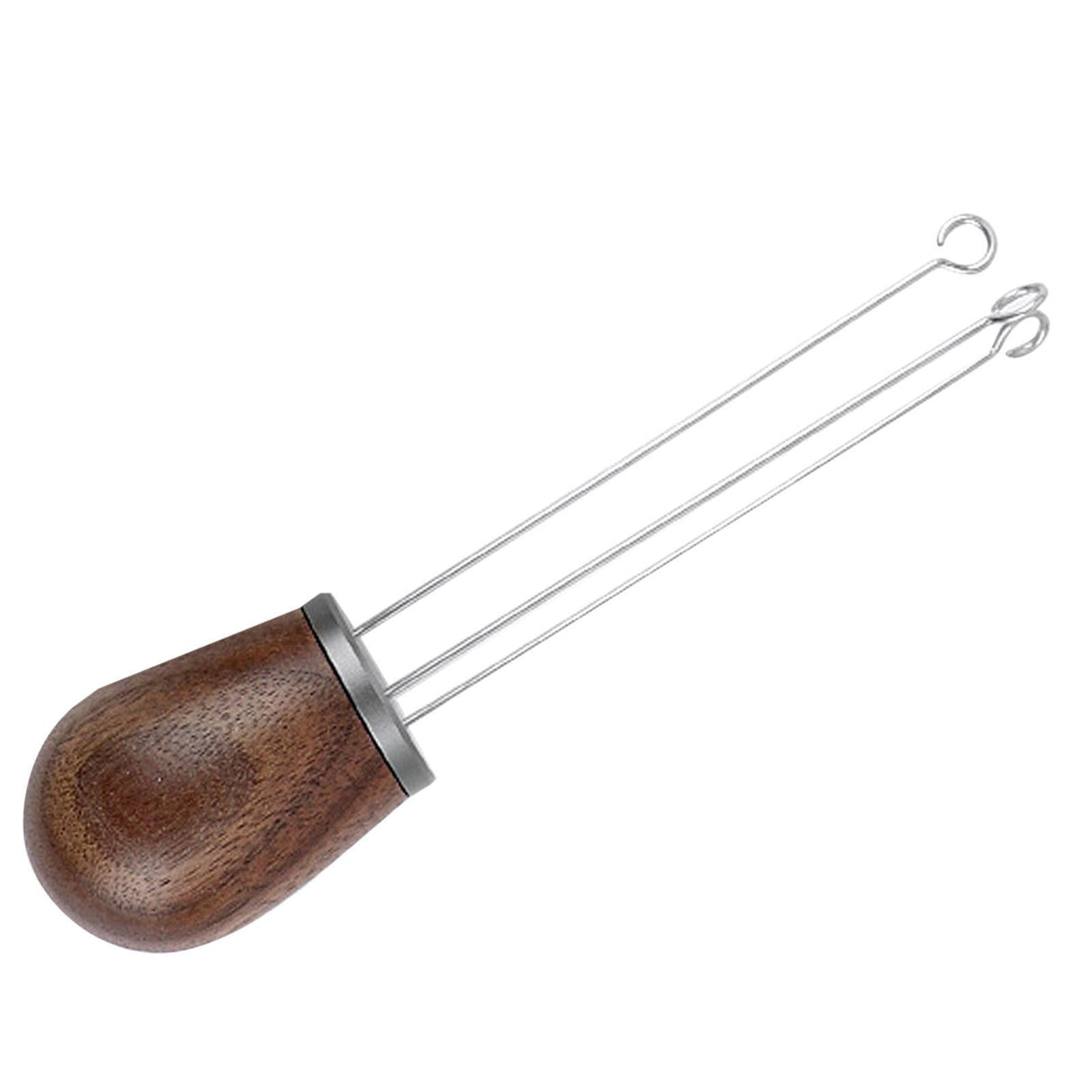 Needle Type Coffee Powder Distributor Wood Handle Coffee Stirrer Distribution Tool(Couvercle argenté noyer )