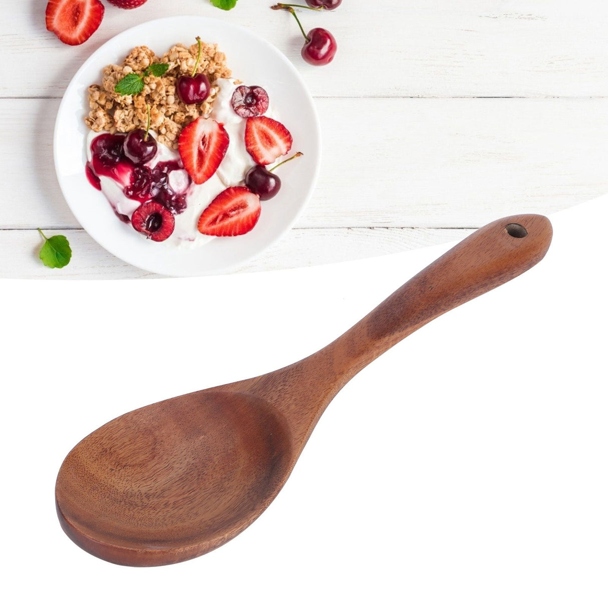 Teak Wood Tableware Food Grade Wooden Kitchen Restaurant Dining Tableware for SaladSpoon