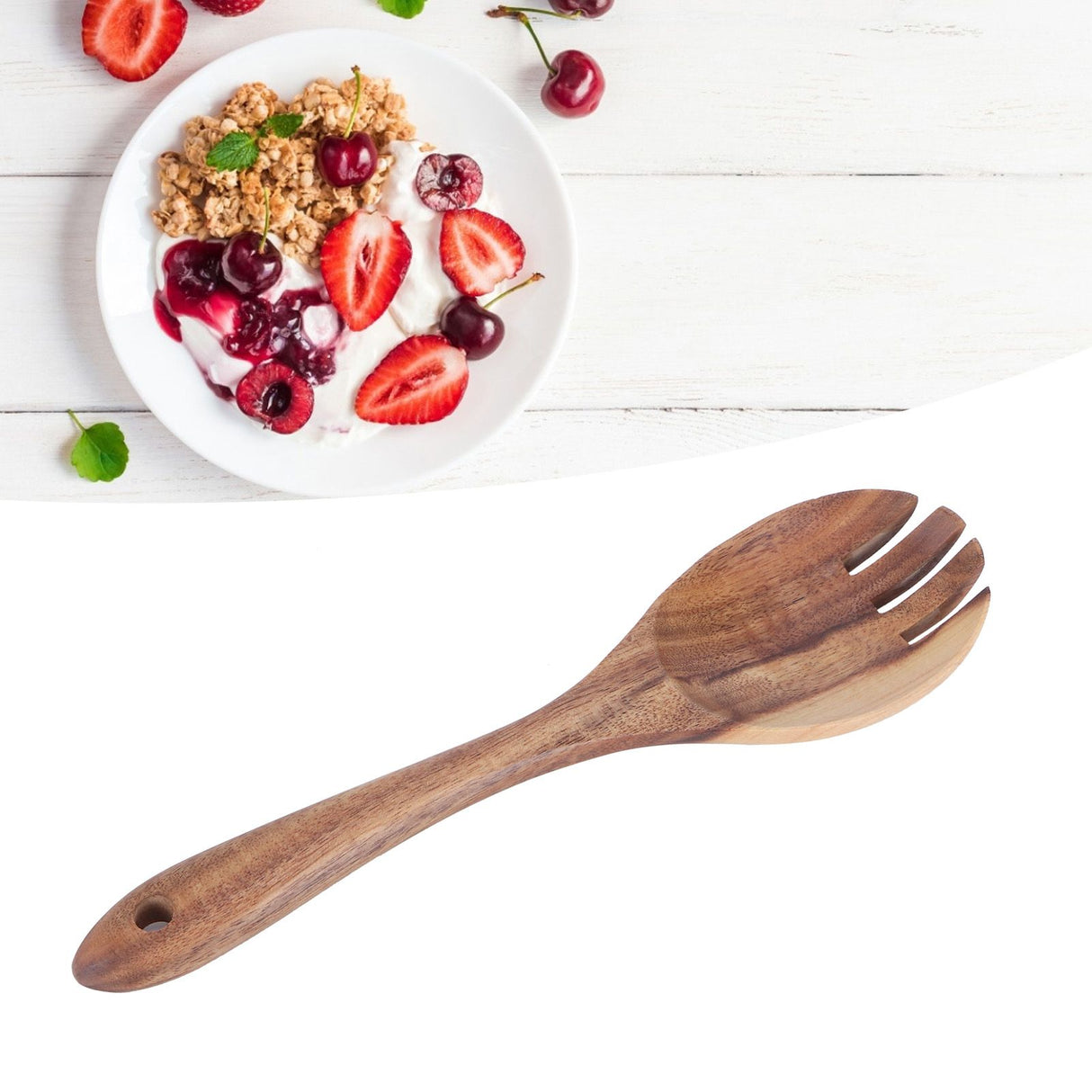 Teak Wood Tableware Food Grade Wooden Kitchen Restaurant Dining Tableware for SaladFork