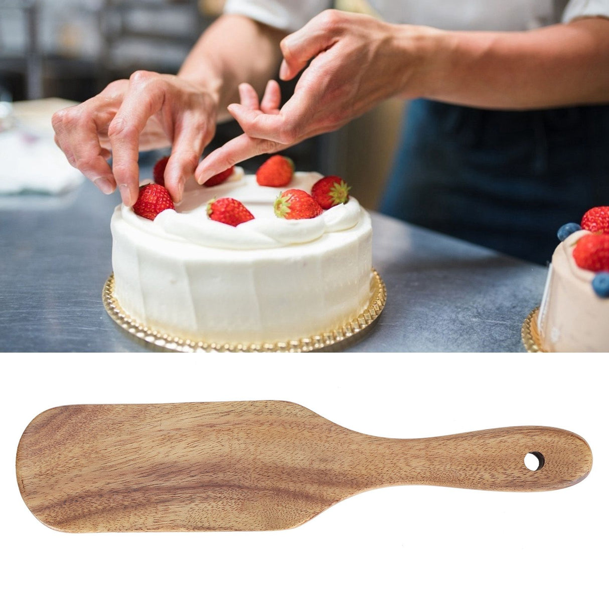 Teak Spatula Household Wooden Frying Shovel Home Kitchen Cooking Utensils23x5cm