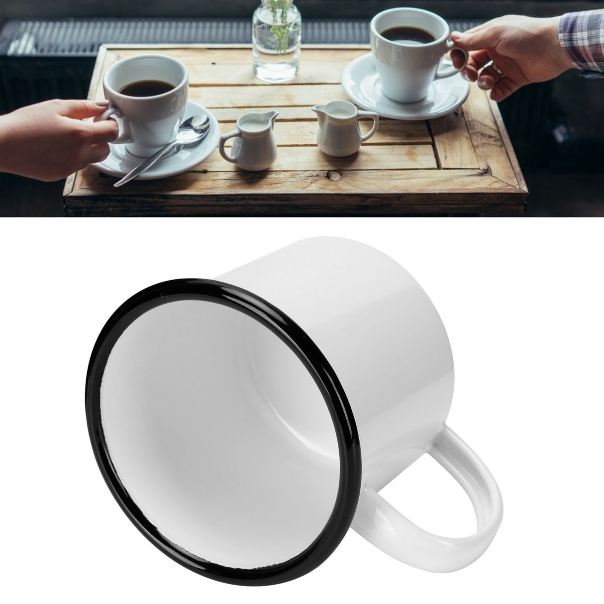 8cm 350ml Enamel Cup Environmentally Friendly Thickened Water Cup for Coffee Wine Water SuppliesWhite