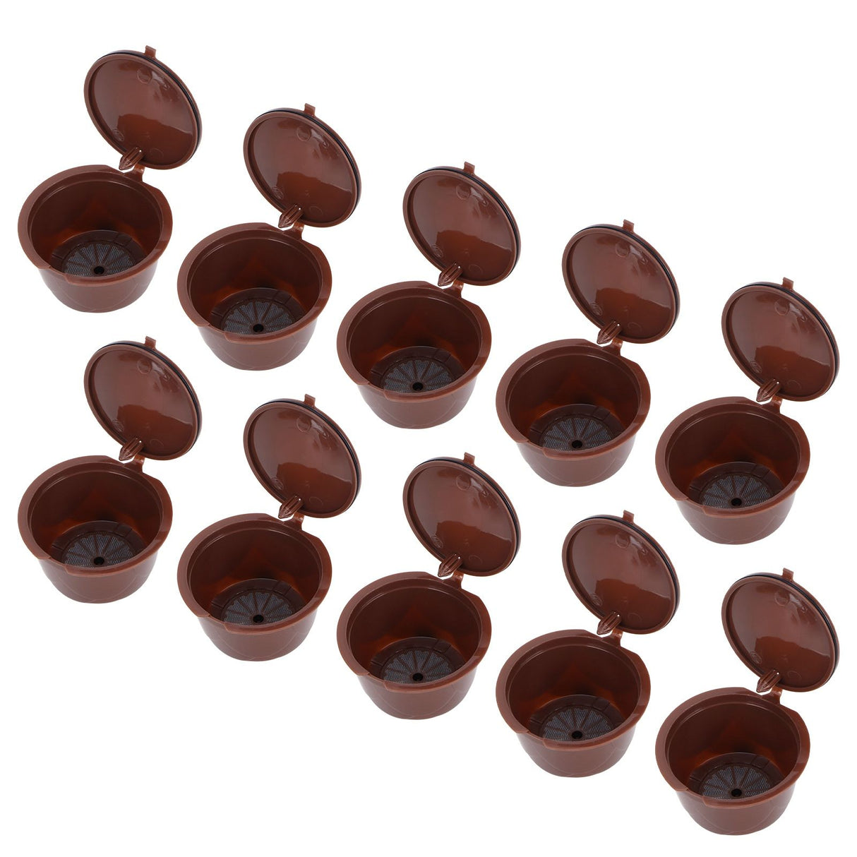 Coffee Capsules Reusable Refillable Coffee Cup Filter Kit Fit for DOLCE GUSTO Machine(Coffee 10 Capsules1 Spoon 1 Brush)
