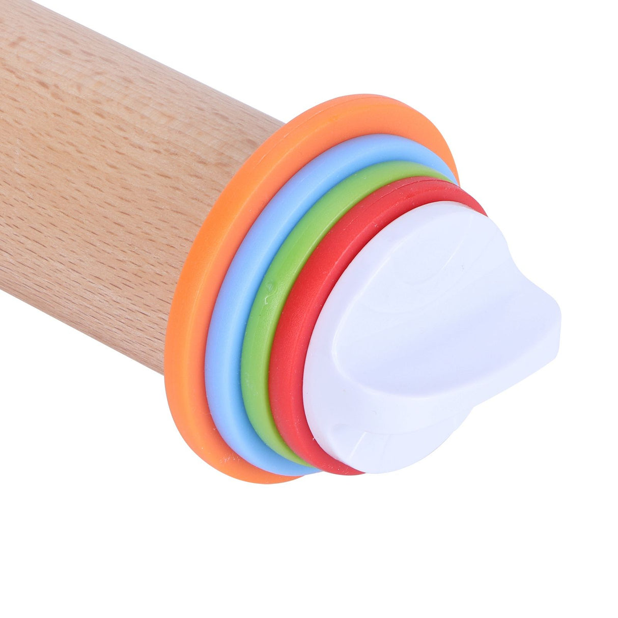 Adjustable Beech and PP Rolling Pin with Detachable Ring for Cake Egg Tart Kitchen Bakery