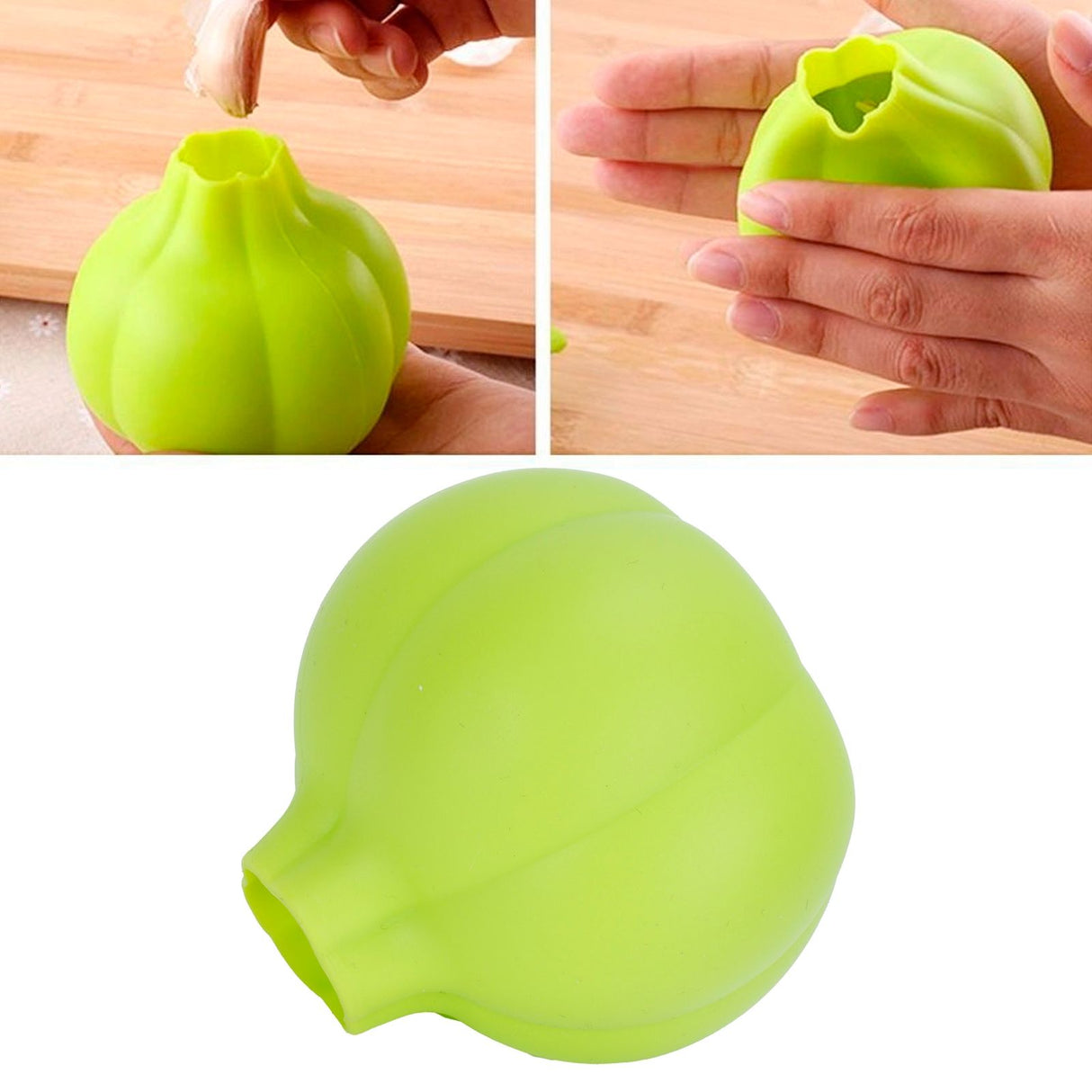 Green Silicone Garlic Peeler Food Grade Soft Material Peeling Tool for Home Kitchen