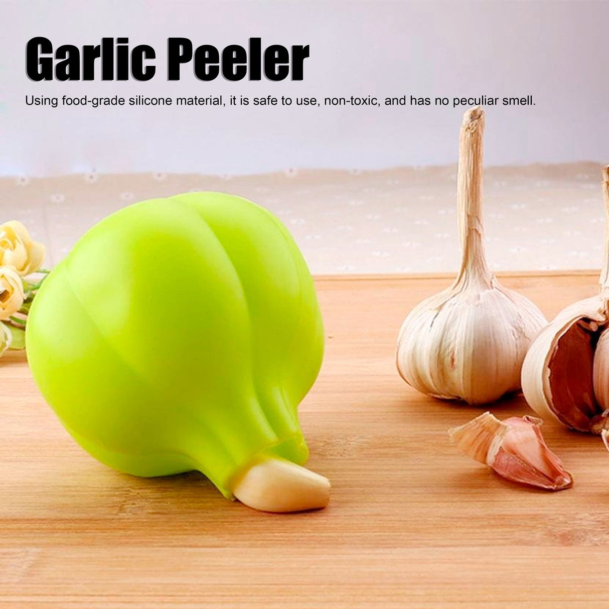 Green Silicone Garlic Peeler Food Grade Soft Material Peeling Tool for Home Kitchen