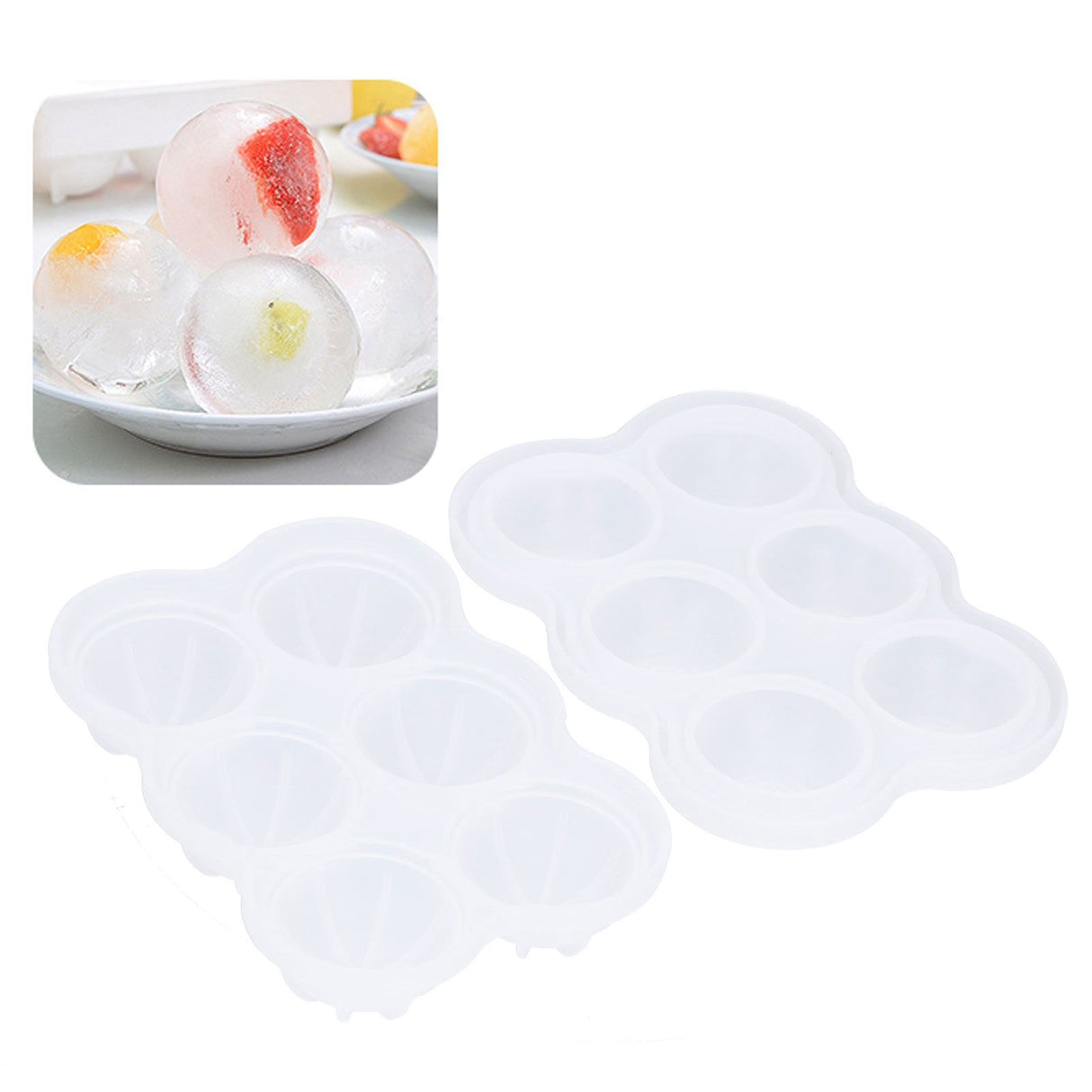 6‑Grid Silicone Ice Ball Mold with Leaking Hole Round Ice Tray for Kitchen Home Bar