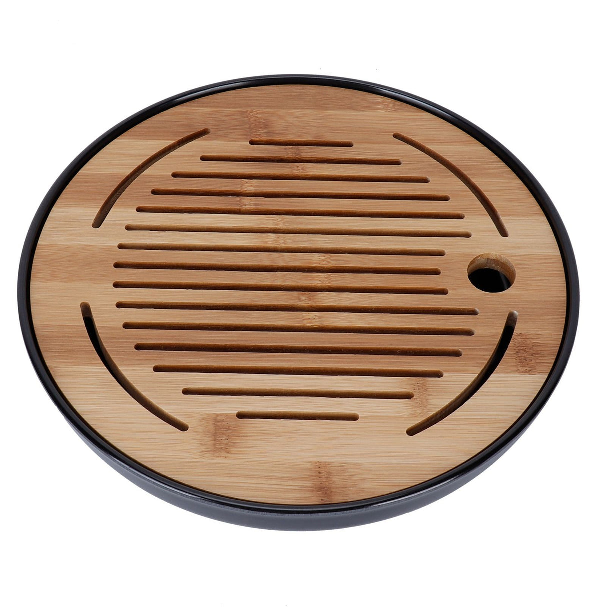 Bamboo Round Tea Tray Teapot Mat Serving Tray Drainage Water Storage Tea Set Home Supplies10in