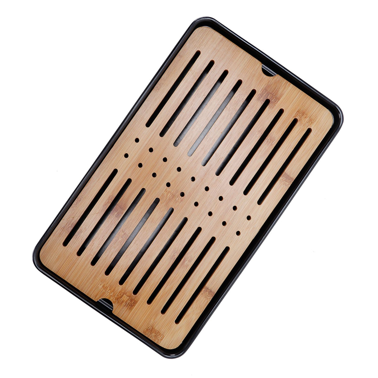 Rectangle Bamboo Tea Tray Teapot Mat Serving Tray Draining Board Tea Set Home Kitchen Use13in 1100ml