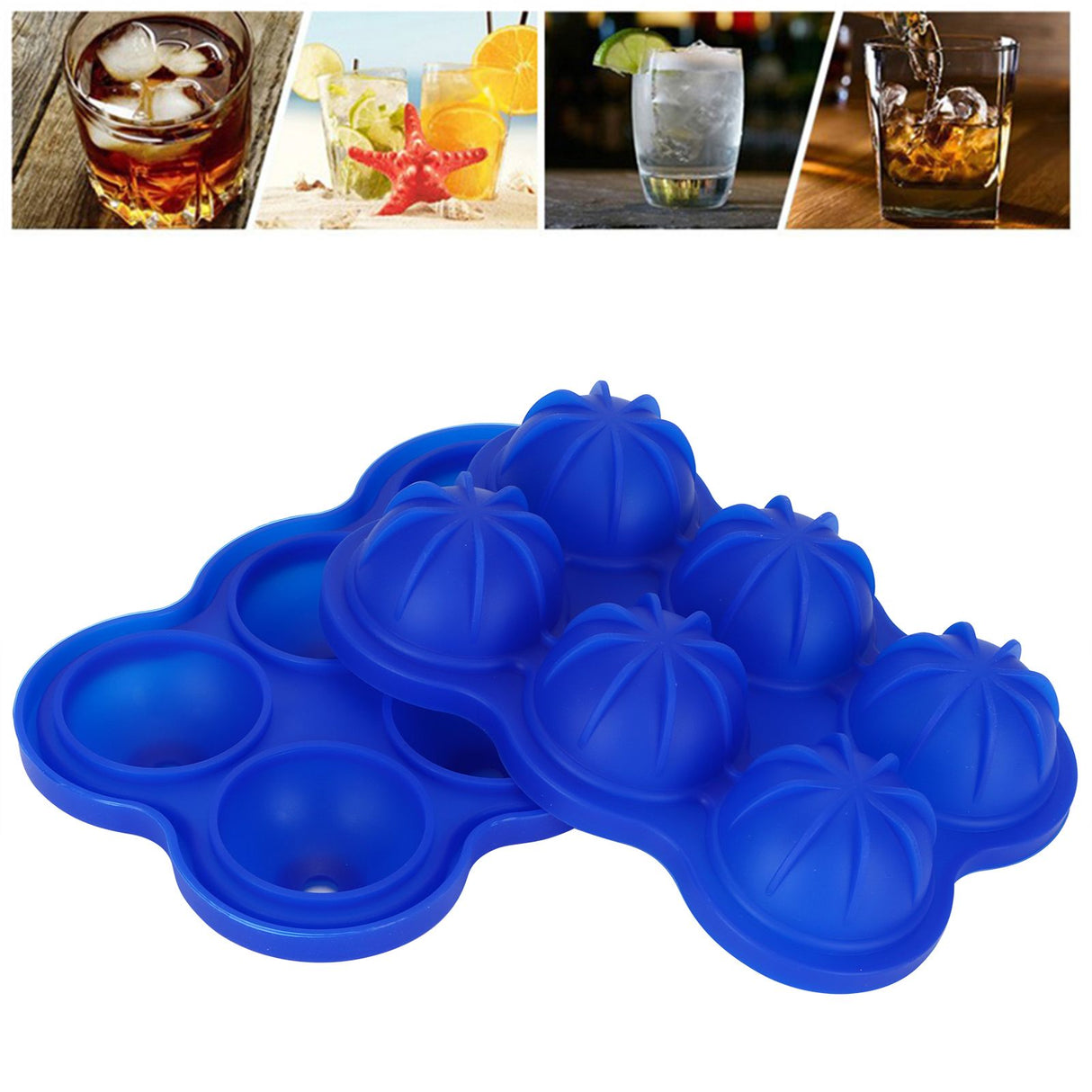 6-Grid Ice Ball Maker Reusable Silicone Ice Ball Mold Tray for Home Kitchen Bar UseDark Blue