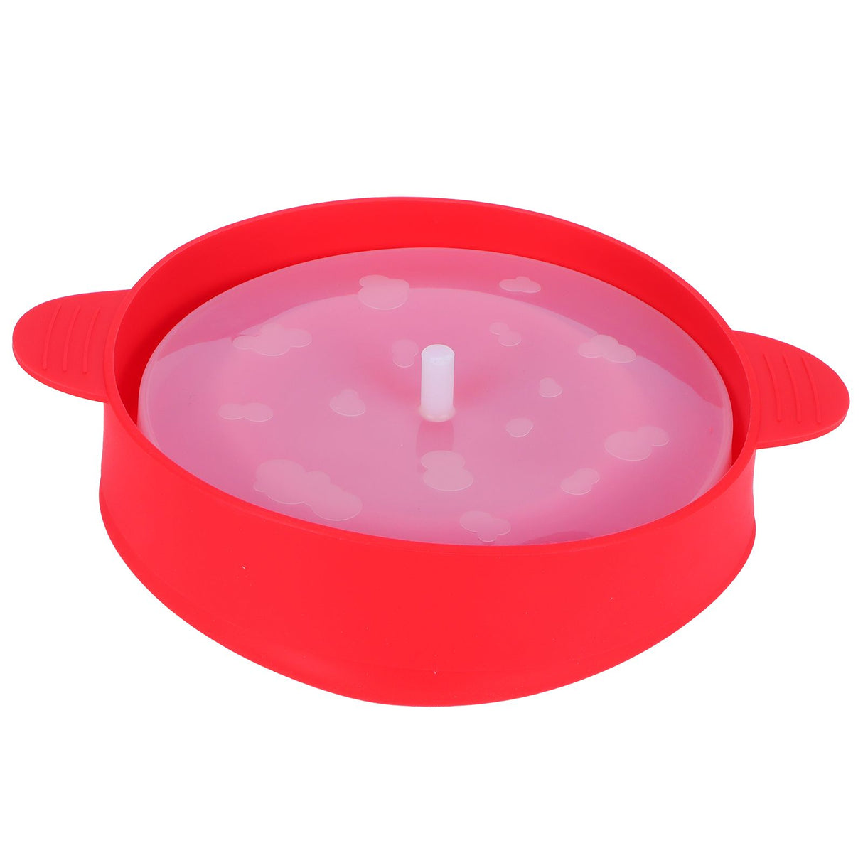 Popcorn Bucket Folding Silicone DIY Popcorn Maker Bowl with Lid Kitchen Accessory(With HandleRed )