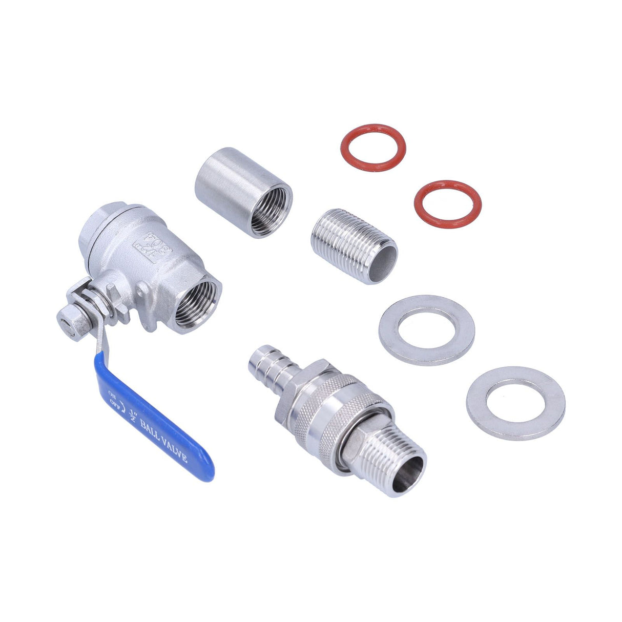 Weldless Kettle Valve Kit 1/2in BSP Ball Valve Quick Connector Bulkhead Assembly