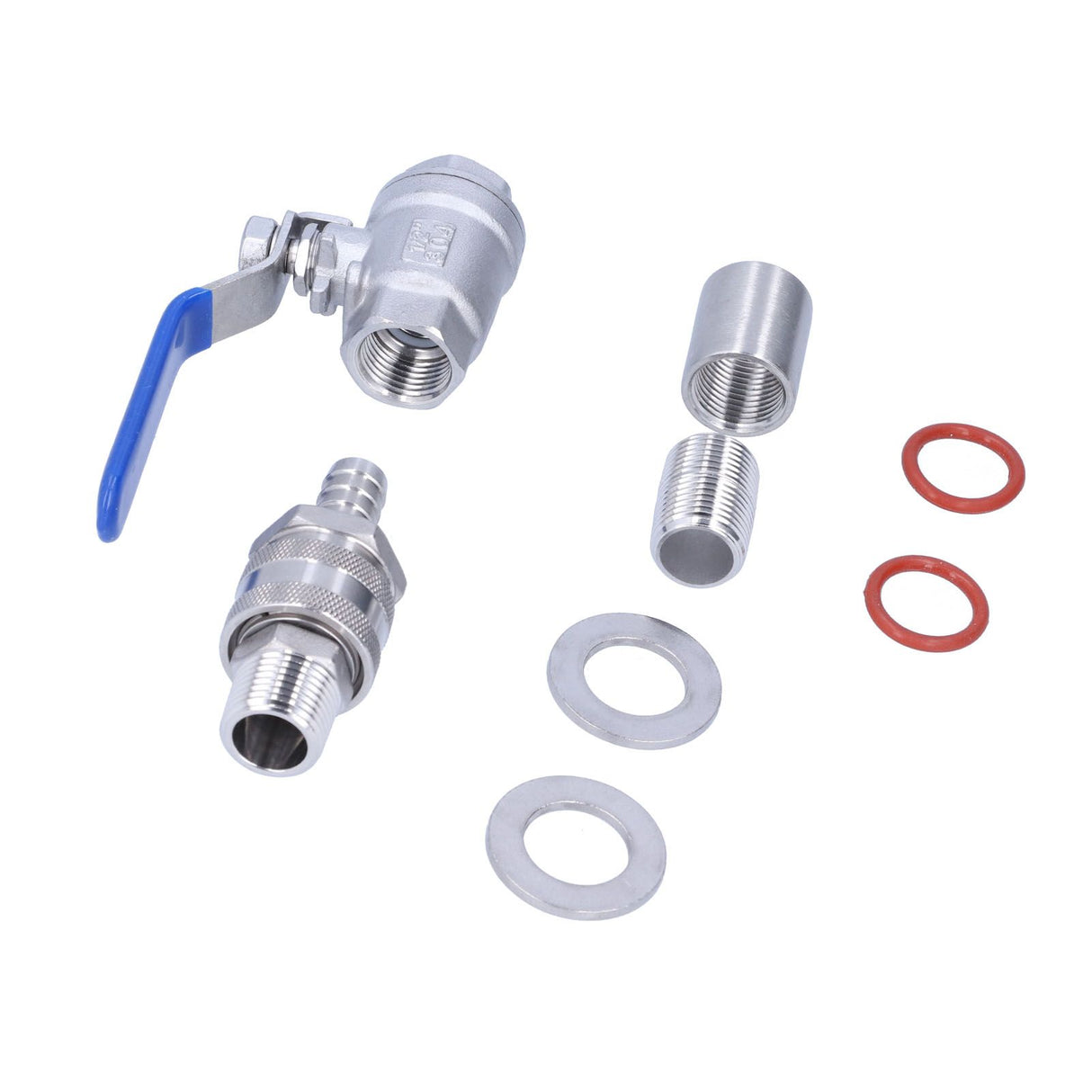 Weldless Kettle Valve Kit 1/2in BSP Ball Valve Quick Connector Bulkhead Assembly