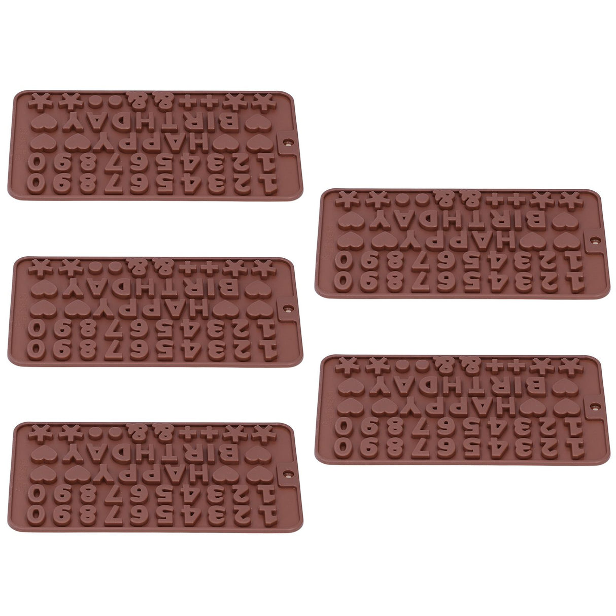 5Pcs Cute Shape Baking Mold Silicone Chocolate Pudding Cake Mold for Kitchen HomeNumber