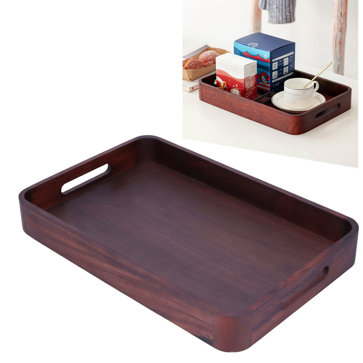 Walnut Rectangular Tray Wooden Dinner Plate Fruit Tray Household Tea Cup Holder for HomeSmall
