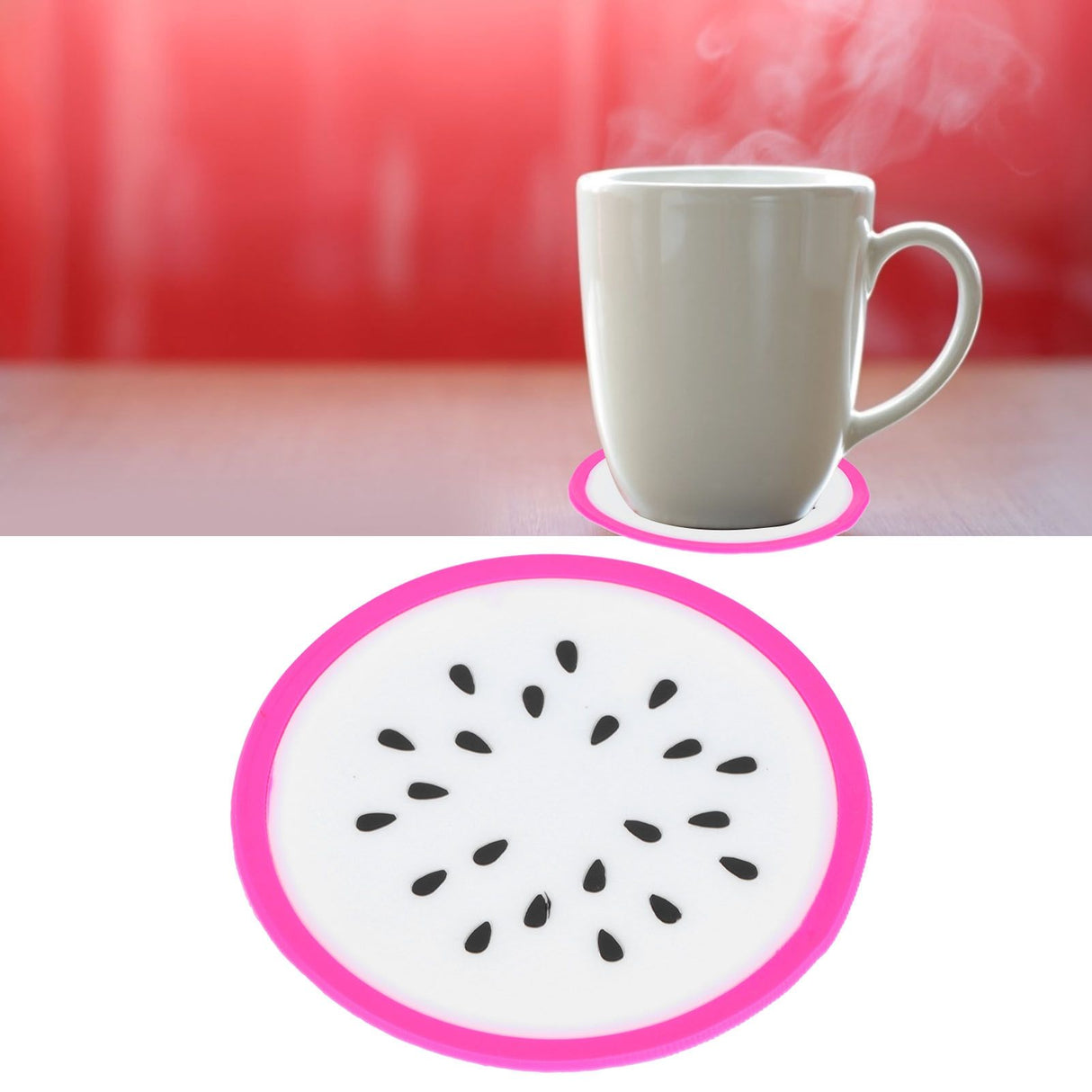 Fruit Shape Coaster Tableware Placemat Silicone Cup Drinks Holder Mat Kitchen AccessoriesDragon Fruit