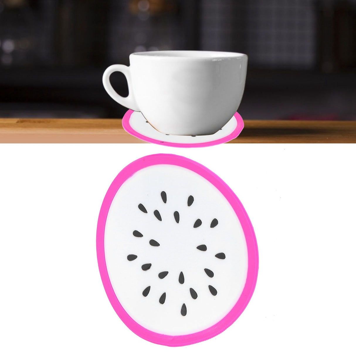 Fruit Shape Coaster Tableware Placemat Silicone Cup Drinks Holder Mat Kitchen AccessoriesDragon Fruit
