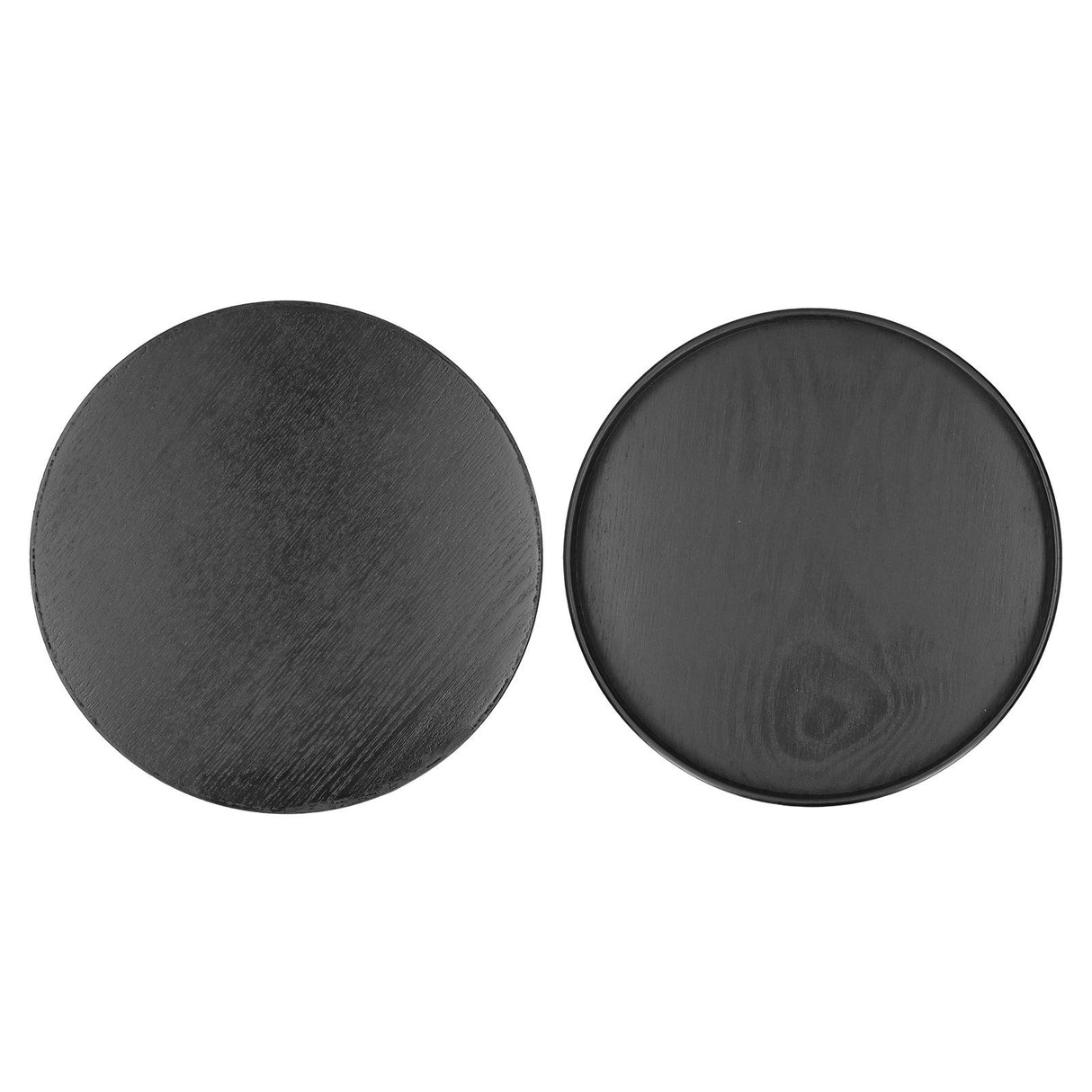 Round Wooden Food Fruit Serving Tray Service Plate for Home Kitchen Hotel Use Black24cm