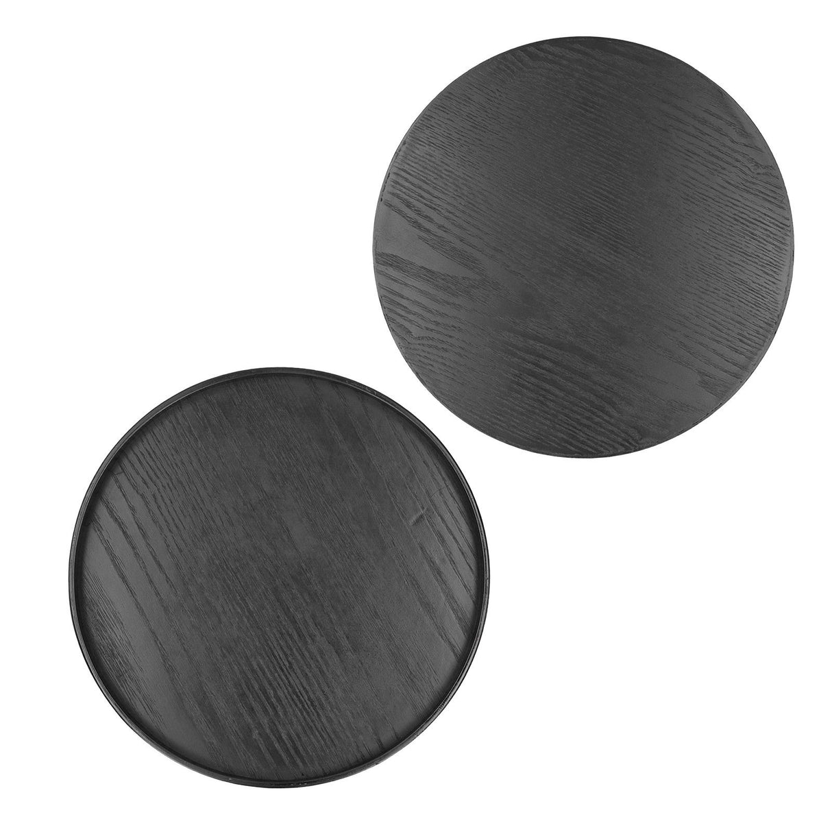 Round Wooden Food Fruit Serving Tray Service Plate for Home Kitchen Hotel Use Black27cm