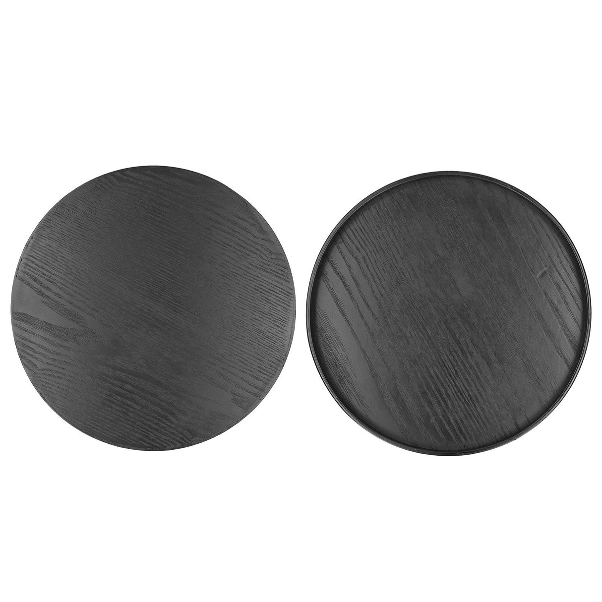 Round Wooden Food Fruit Serving Tray Service Plate for Home Kitchen Hotel Use Black27cm