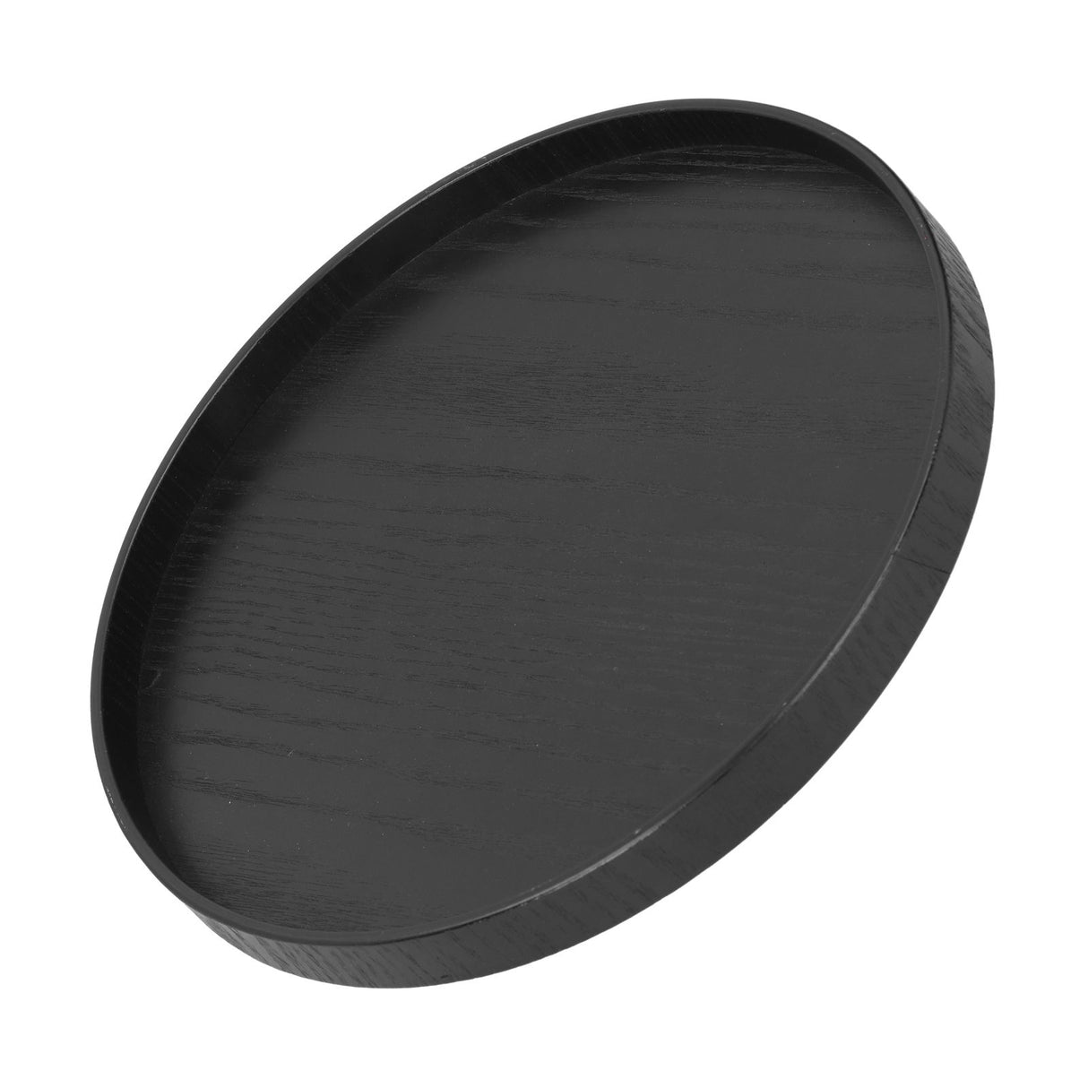 Round Wooden Food Fruit Serving Tray Service Plate for Home Kitchen Hotel Use Black27cm