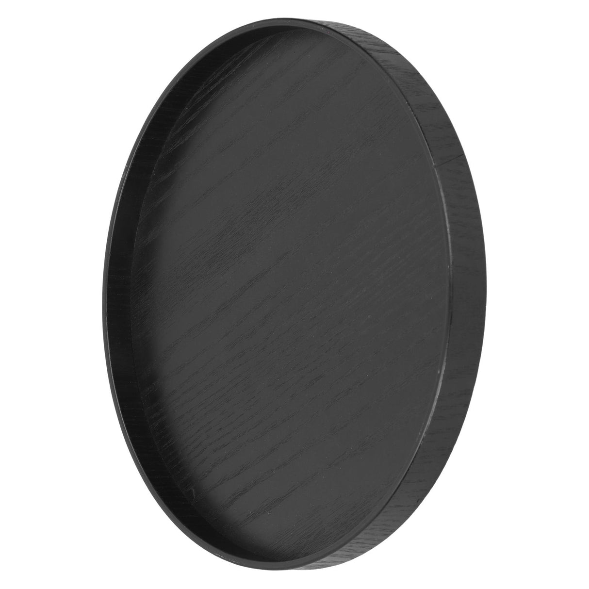 Round Wooden Food Fruit Serving Tray Service Plate for Home Kitchen Hotel Use Black27cm