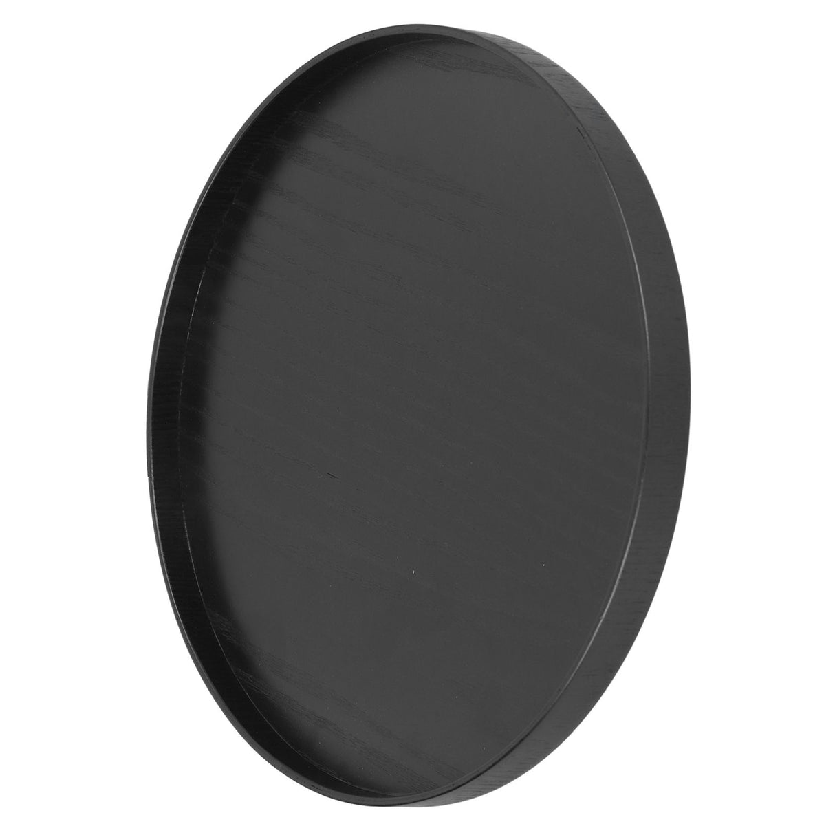Round Wooden Food Fruit Serving Tray Service Plate for Home Kitchen Hotel Use Black30cm