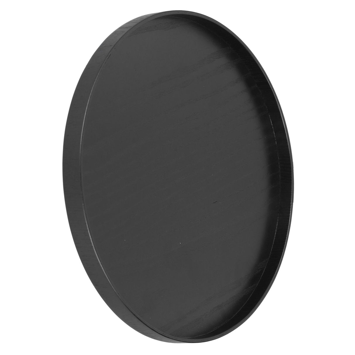 Round Wooden Food Fruit Serving Tray Service Plate for Home Kitchen Hotel Use Black30cm