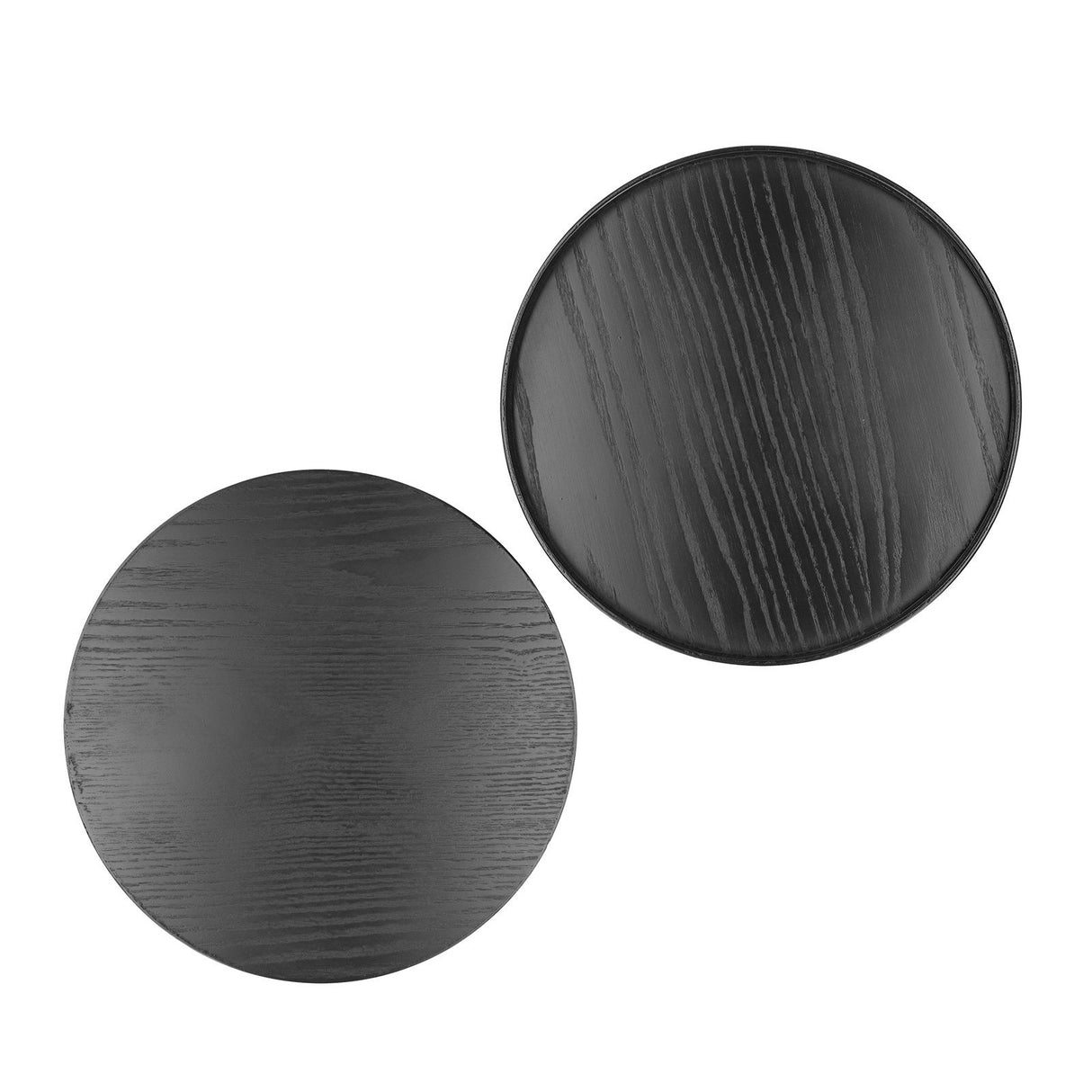 Round Wooden Food Fruit Serving Tray Service Plate for Home Kitchen Hotel Use Black30cm