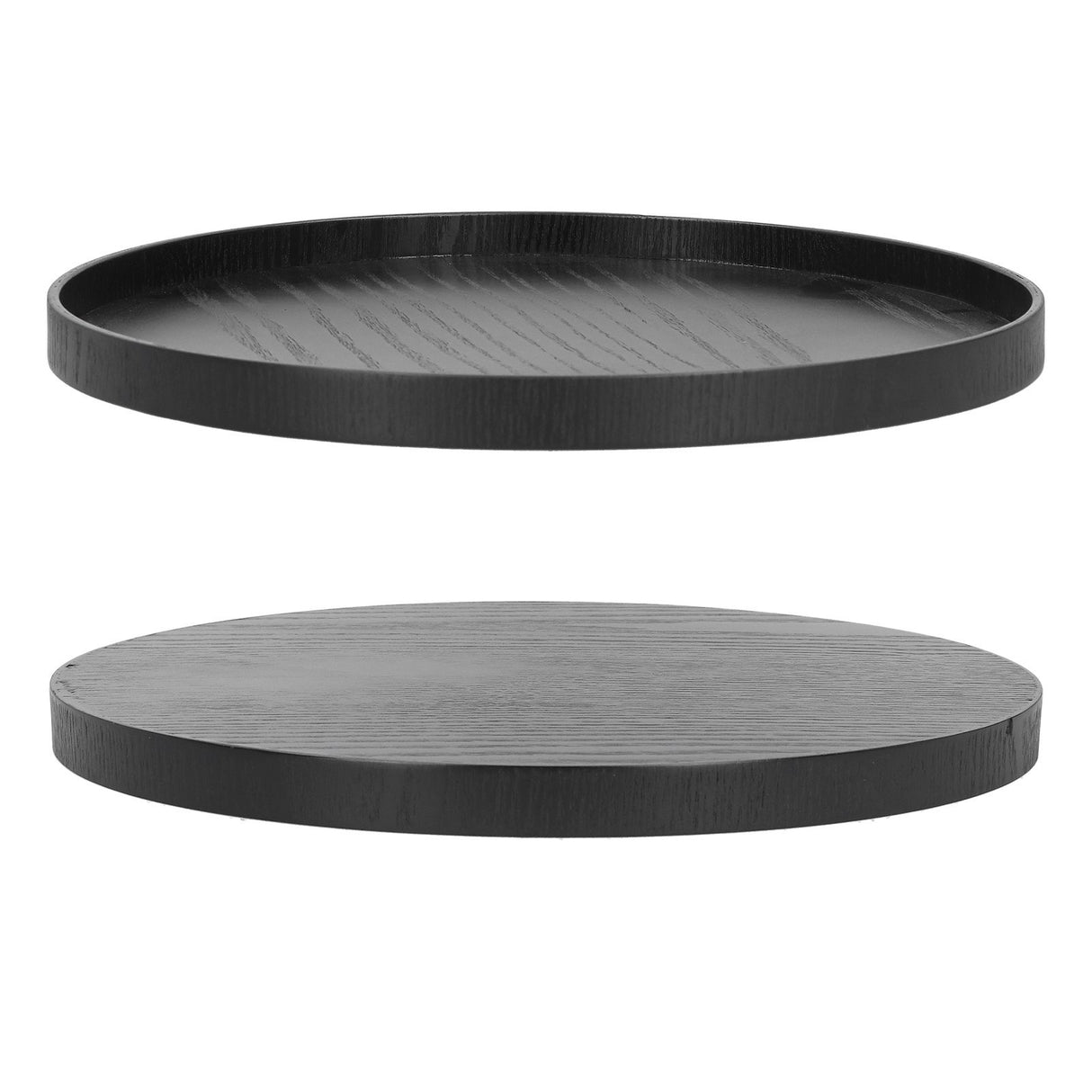 Round Wooden Food Fruit Serving Tray Service Plate for Home Kitchen Hotel Use Black30cm