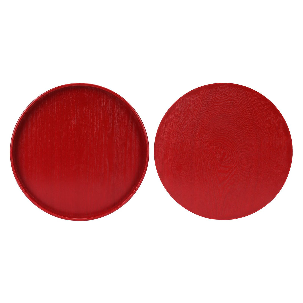 Red Round Wooden Plate Food Grade Fruit Cutlery Tray for Kitchen Home Restaurant24cm
